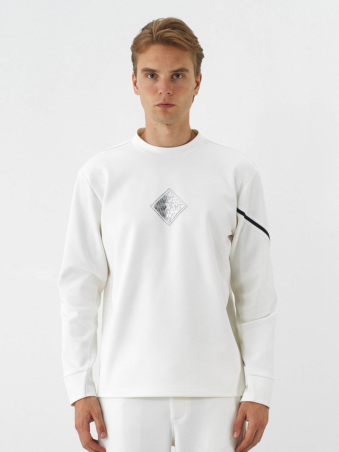 Ecru Flexible Textured Regular Fit Sweatshirt - Xint