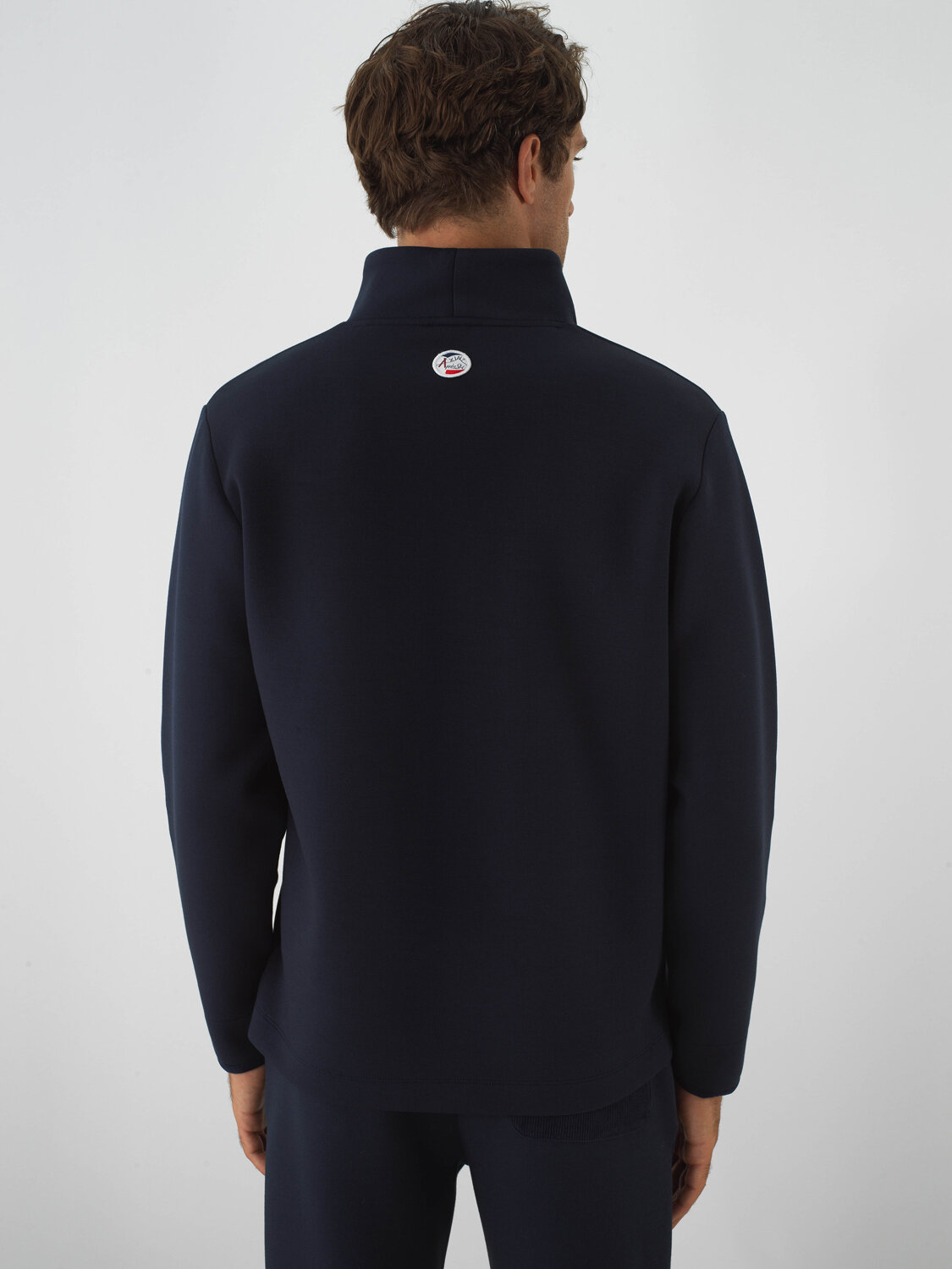 Navy Blue Cotton Textured Regular Fit Sweatshirt - Xint