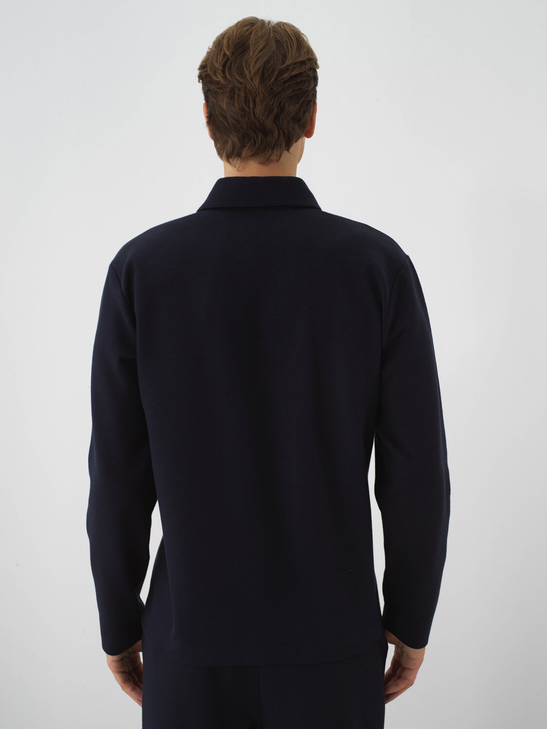 Navy Blue Cotton Textured Regular Fit Sweatshirt - Xint