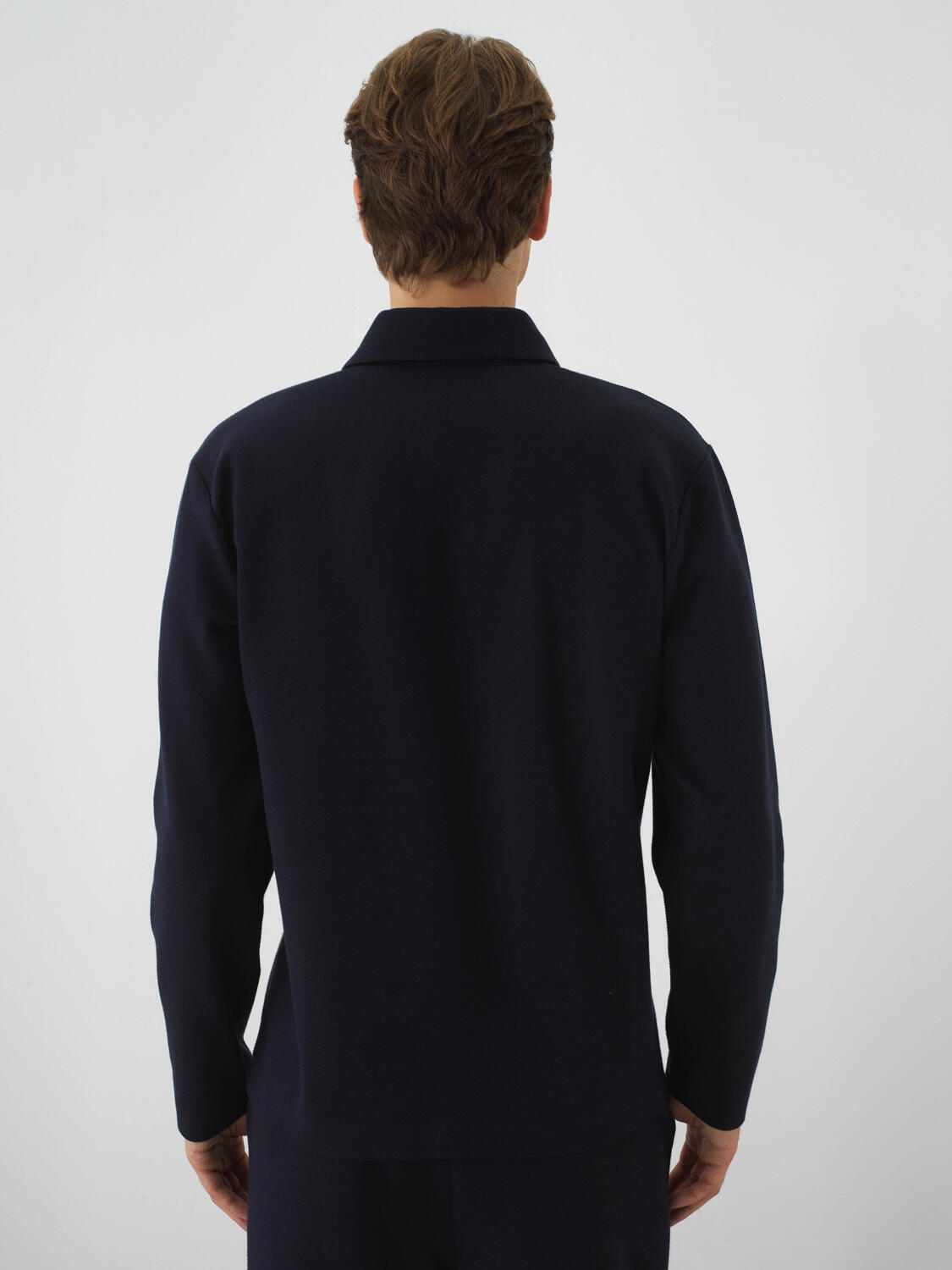 Navy Blue Cotton Textured Regular Fit Sweatshirt - 4