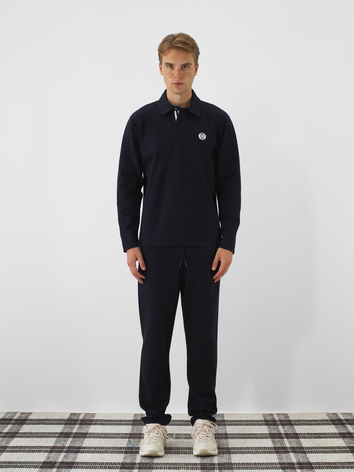 Navy Blue Cotton Textured Regular Fit Sweatshirt - 2