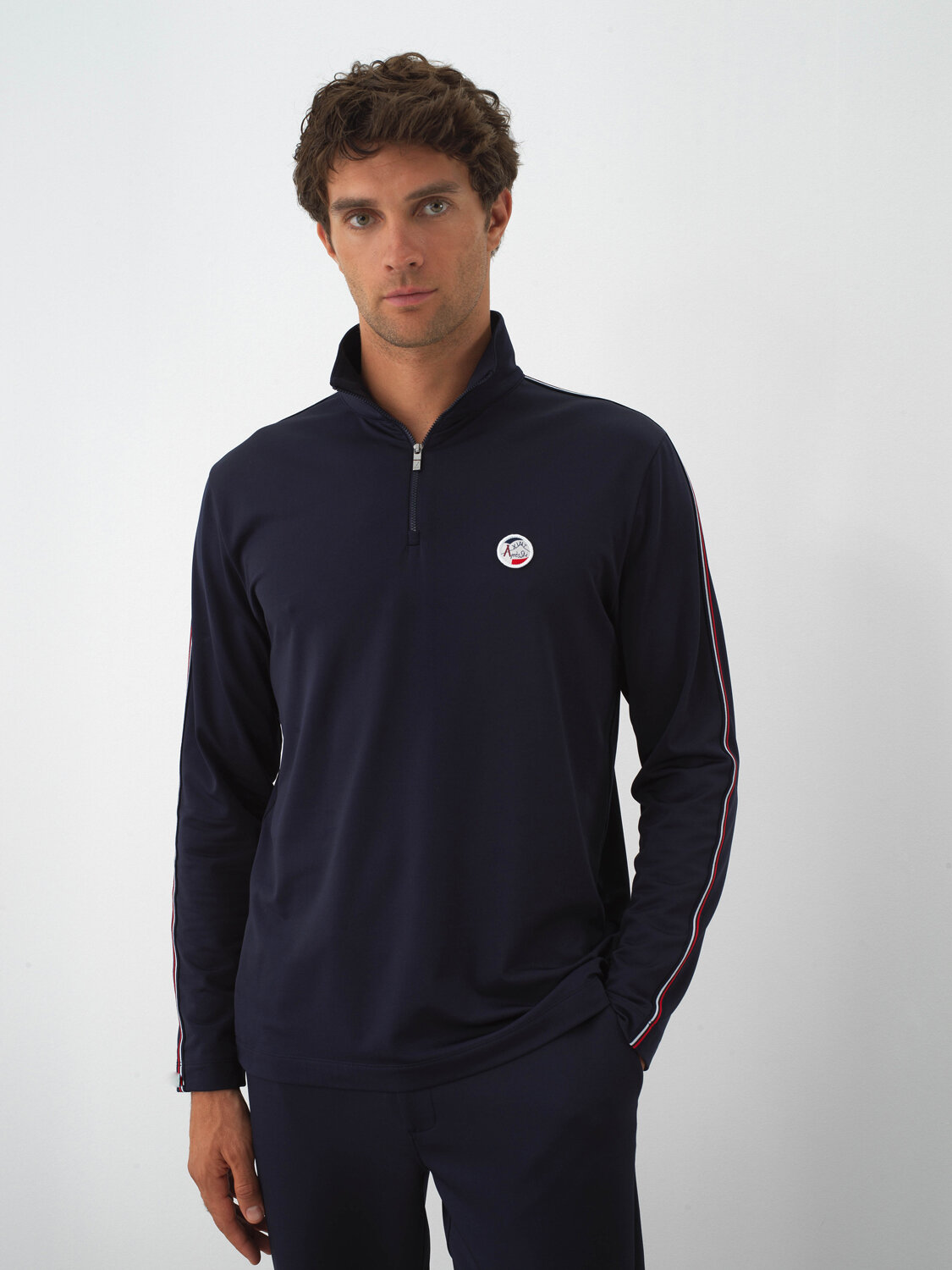 Navy Blue Flexible Textured Regular Fit Sweatshirt - Xint