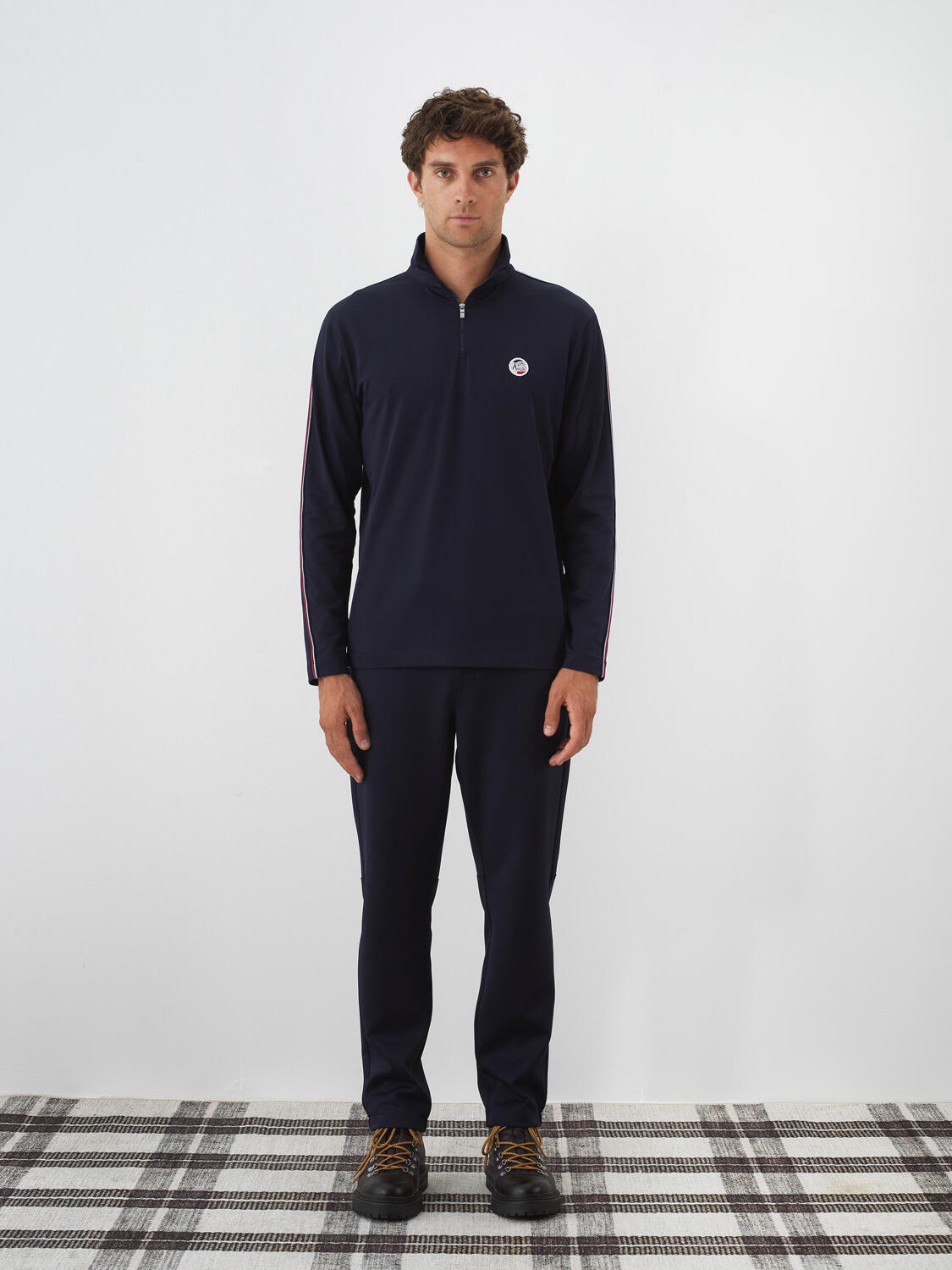 Navy Blue Flexible Textured Regular Fit Sweatshirt - 2