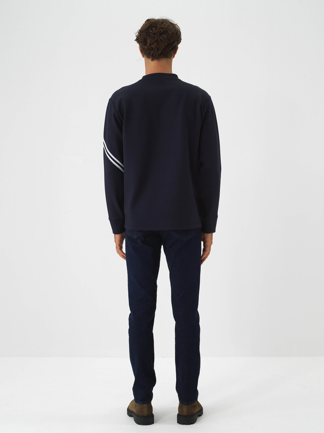 Navy Blue Flexible Textured Regular Fit Sweatshirt - Xint