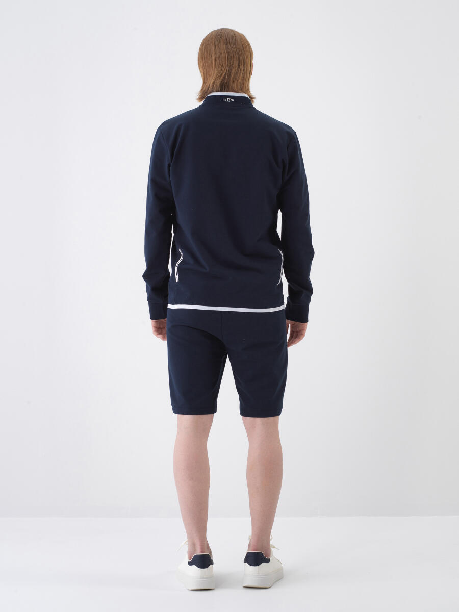 Navy Blue Slim Fit Cotton Sweatshirt - 5