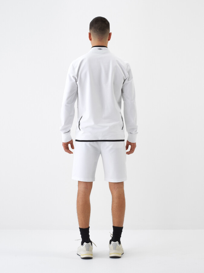 White Slim Fit Cotton Sweatshirt - 5