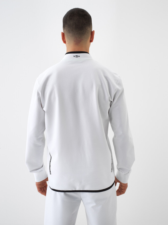 White Slim Fit Cotton Sweatshirt - 4