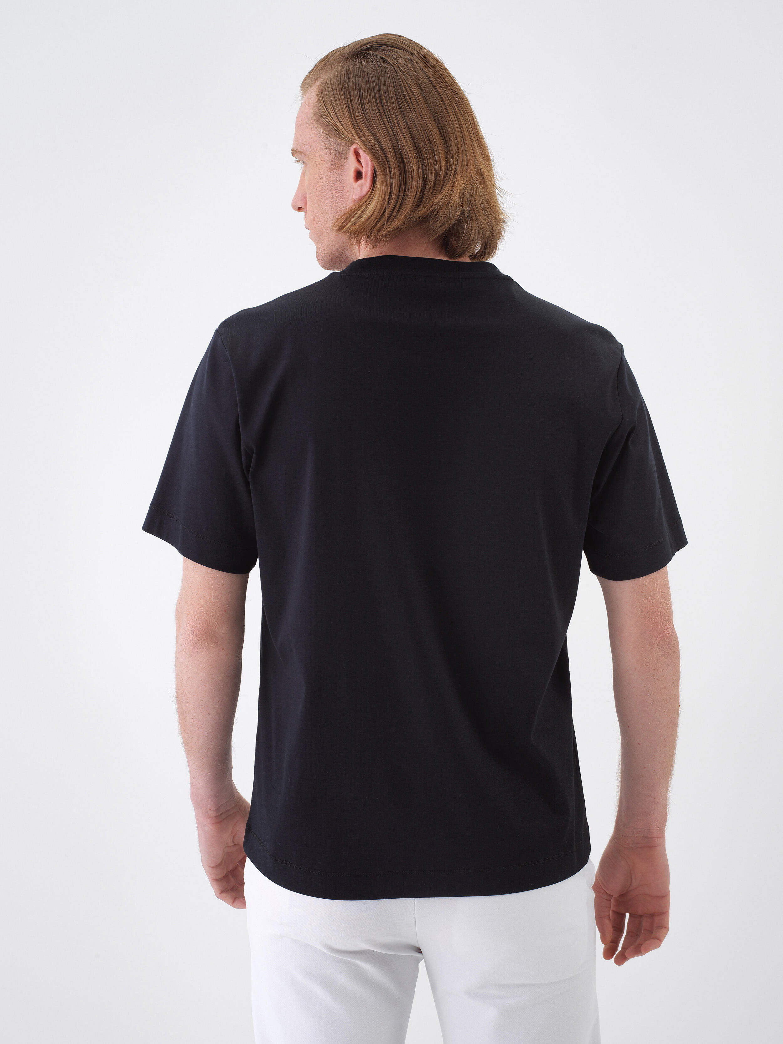 Black Luxury Mercerized Textured Regular Fit T-Shirt - 4
