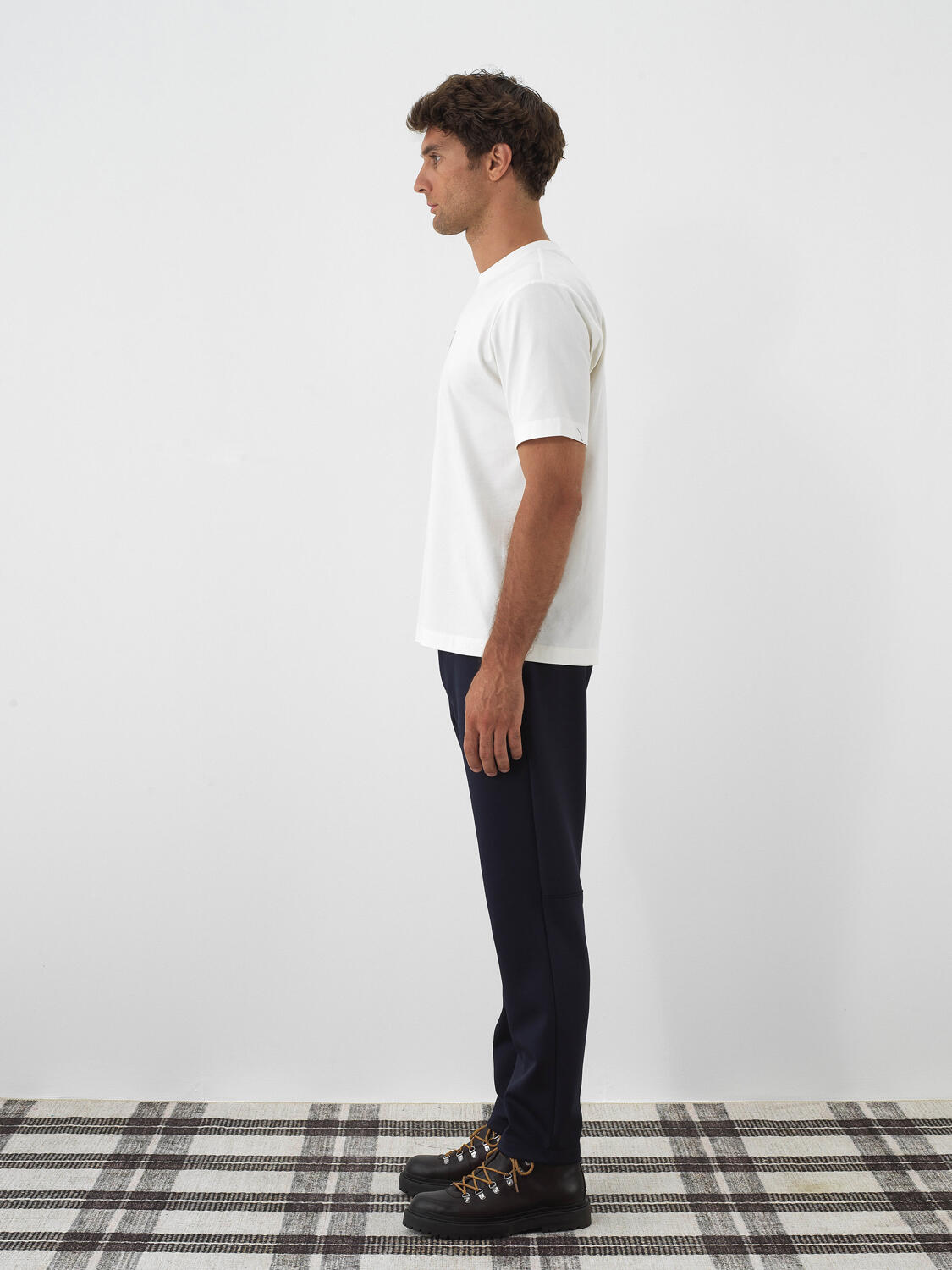 Ecru Cotton Textured Regular Fit T-Shirt - 3