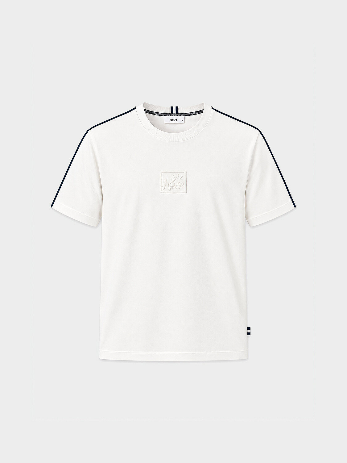 Ecru Cotton Textured Regular Fit T-Shirt - 1