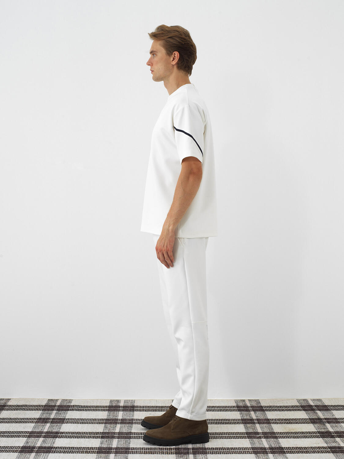 Ecru Flexible Textured Oversize T-Shirt - 3