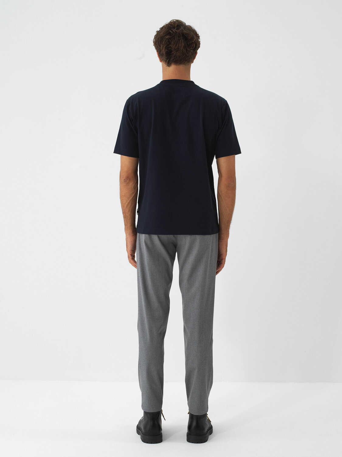 Navy Blue Cotton Textured Regular Fit T-Shirt - Xint