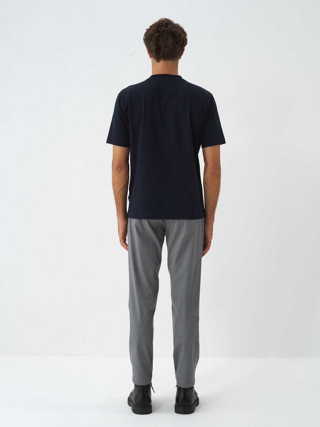 Navy Blue Cotton Textured Regular Fit T-Shirt - 5