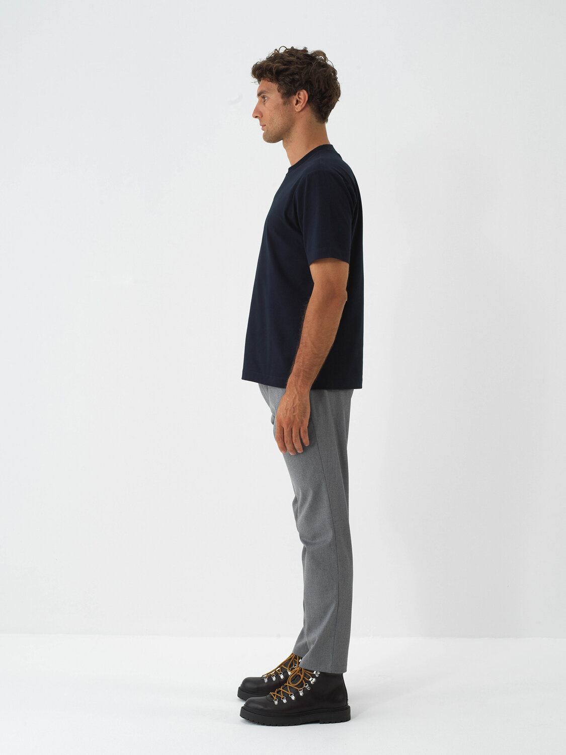 Navy Blue Cotton Textured Regular Fit T-Shirt - Xint