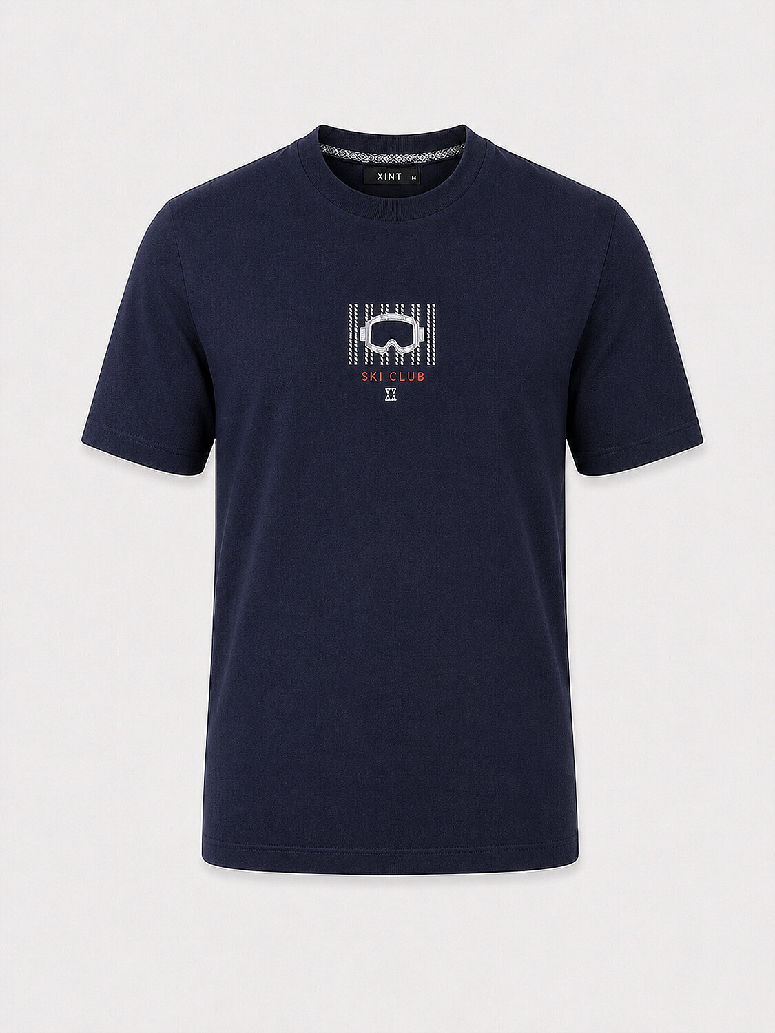 Navy Blue Cotton Textured Regular Fit T-Shirt - 6