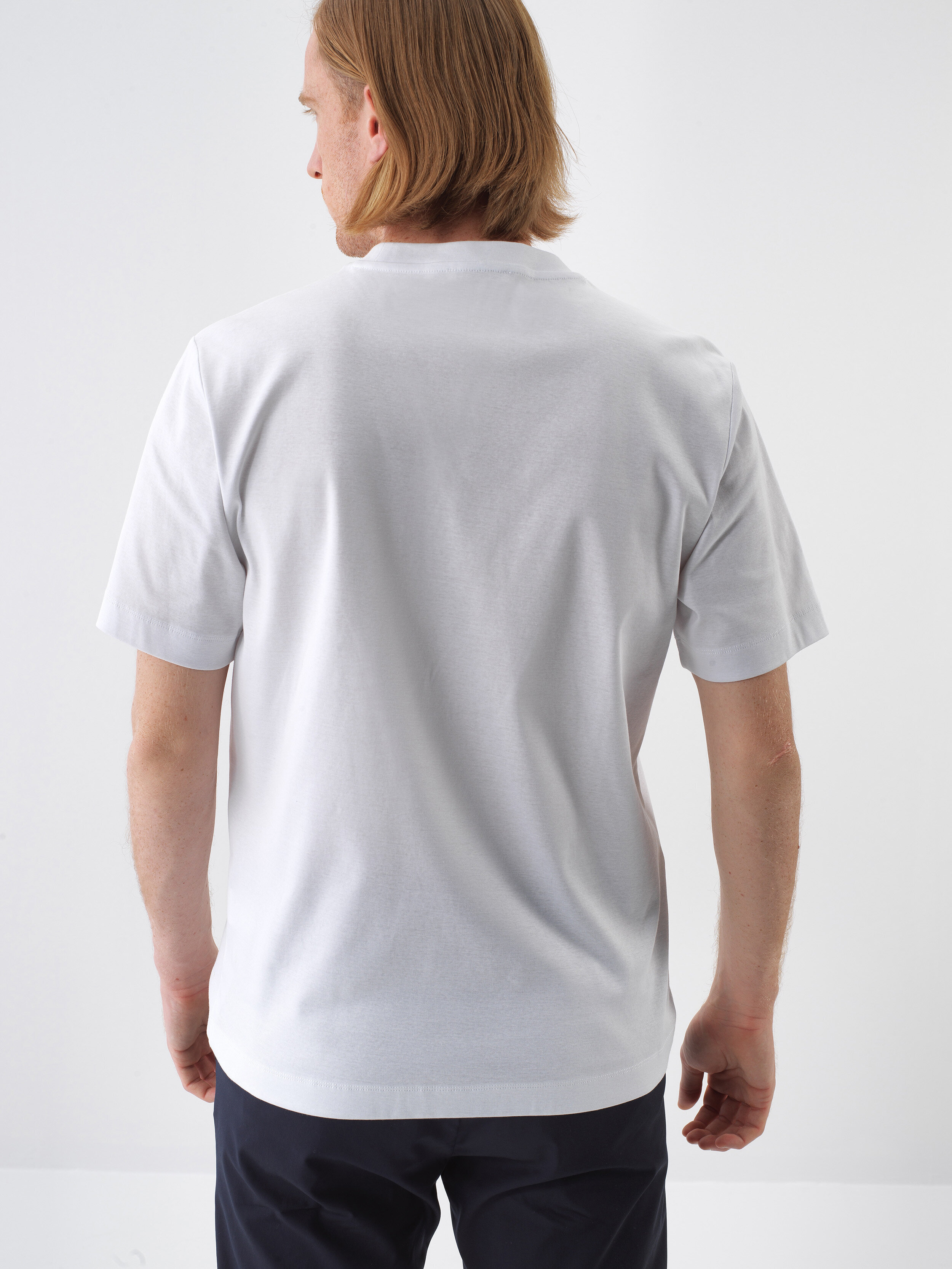 White Luxury Mercerized Textured Regular Fit T-Shirt - Xint