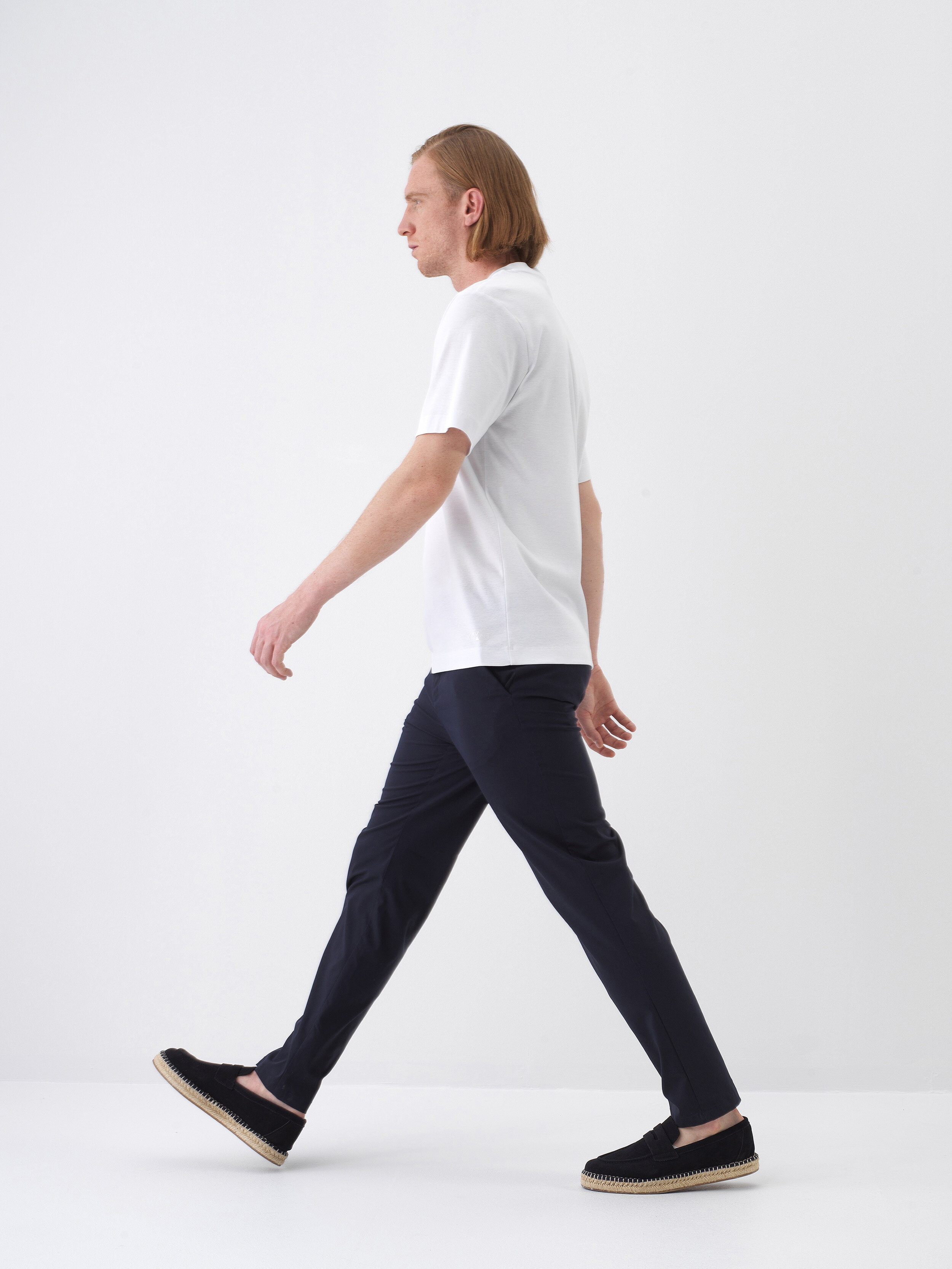 White Luxury Mercerized Textured Regular Fit T-Shirt - Xint