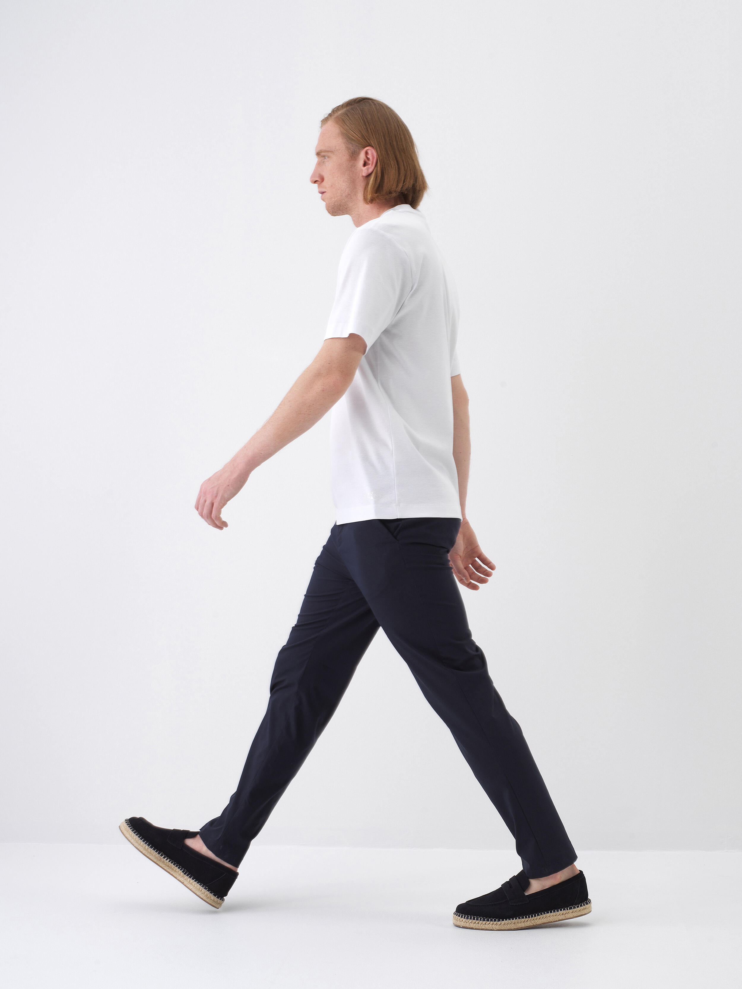 White Luxury Mercerized Textured Regular Fit T-Shirt - 3