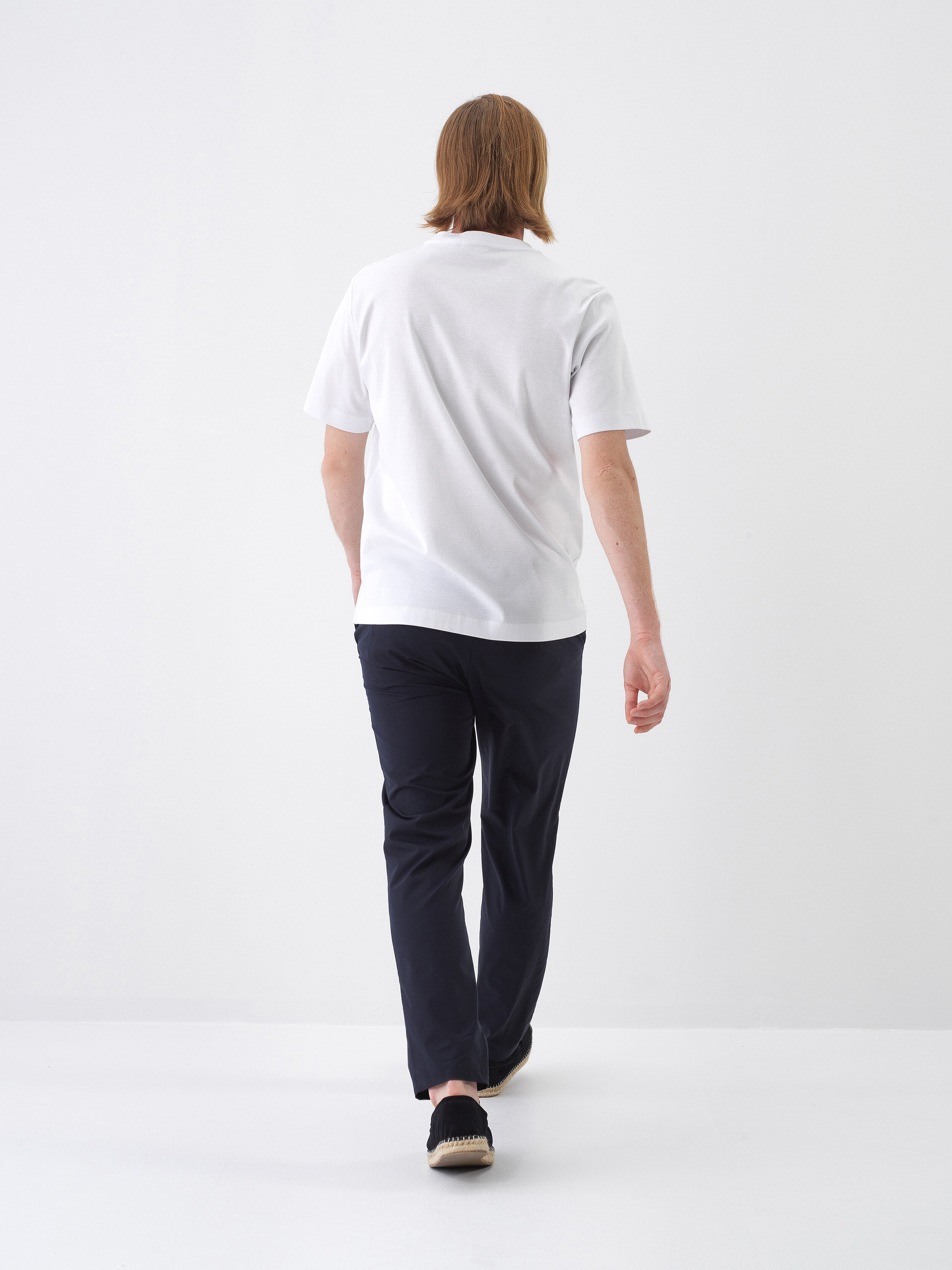White Luxury Mercerized Textured Regular Fit T-Shirt - Xint
