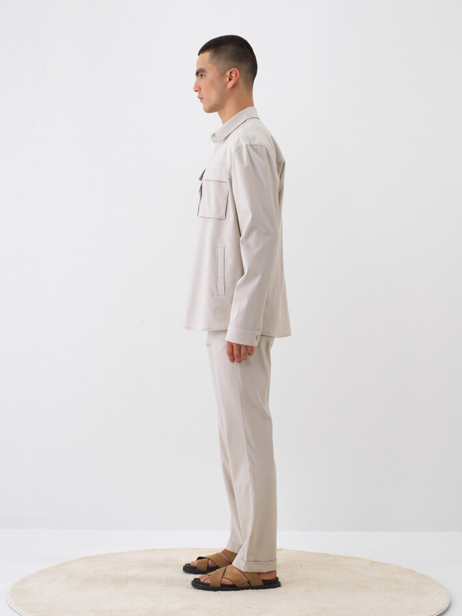 Beige Regular Fit Jogger Trousers - 3