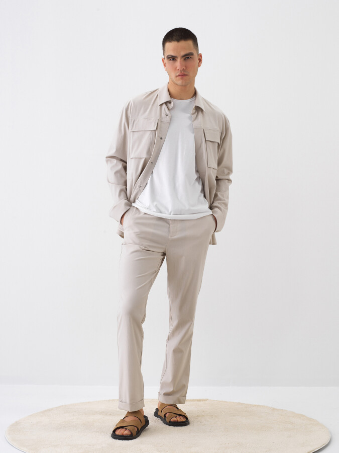 Beige Regular Fit Jogger Trousers (1)