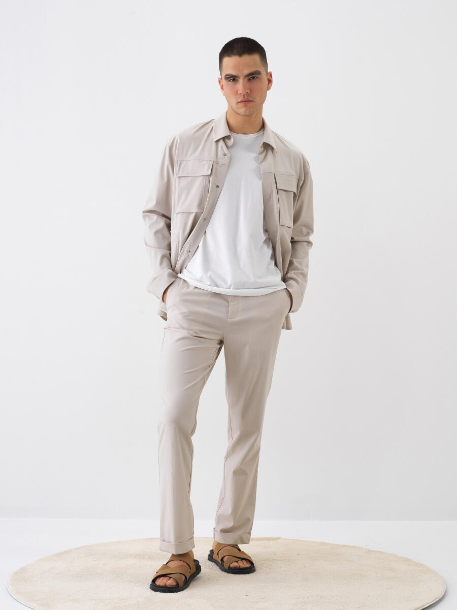 Beige Regular Fit Jogger Trousers - 2
