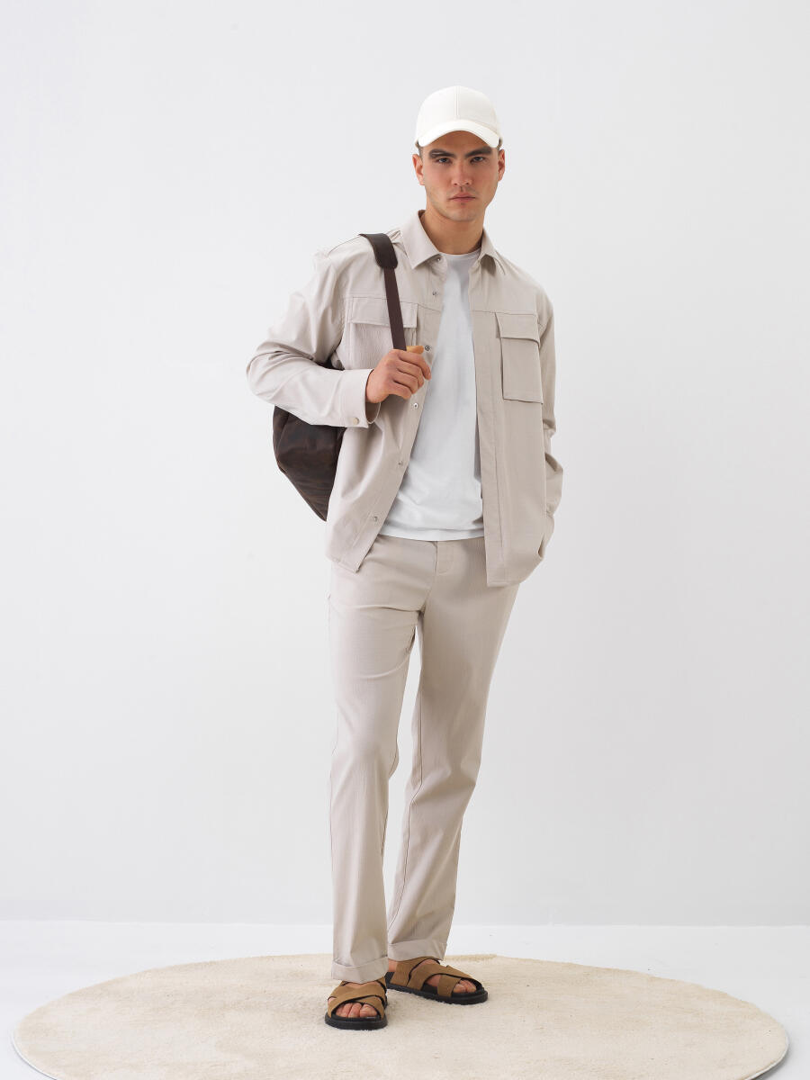 Beige Regular Fit Jogger Trousers - 5