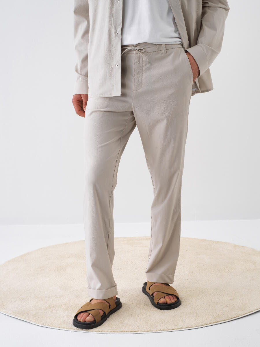 Beige Regular Fit Jogger Trousers - 1