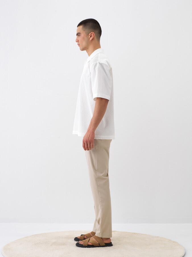 Beige Regular Fit Jogger Trousers - 3