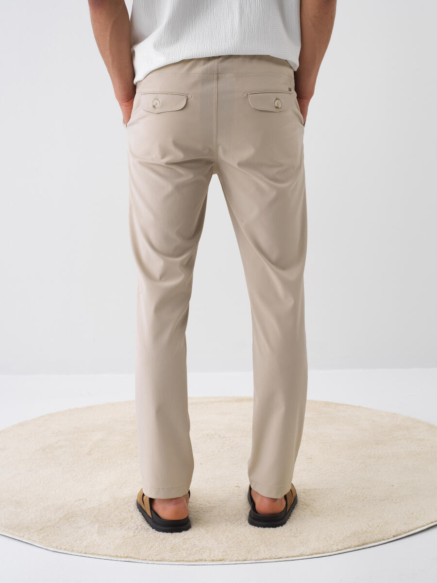 Beige Regular Fit Jogger Trousers - 4