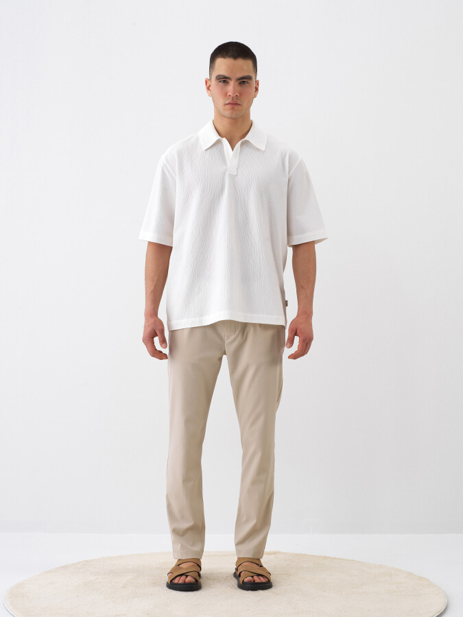 Beige Regular Fit Jogger Trousers - 2