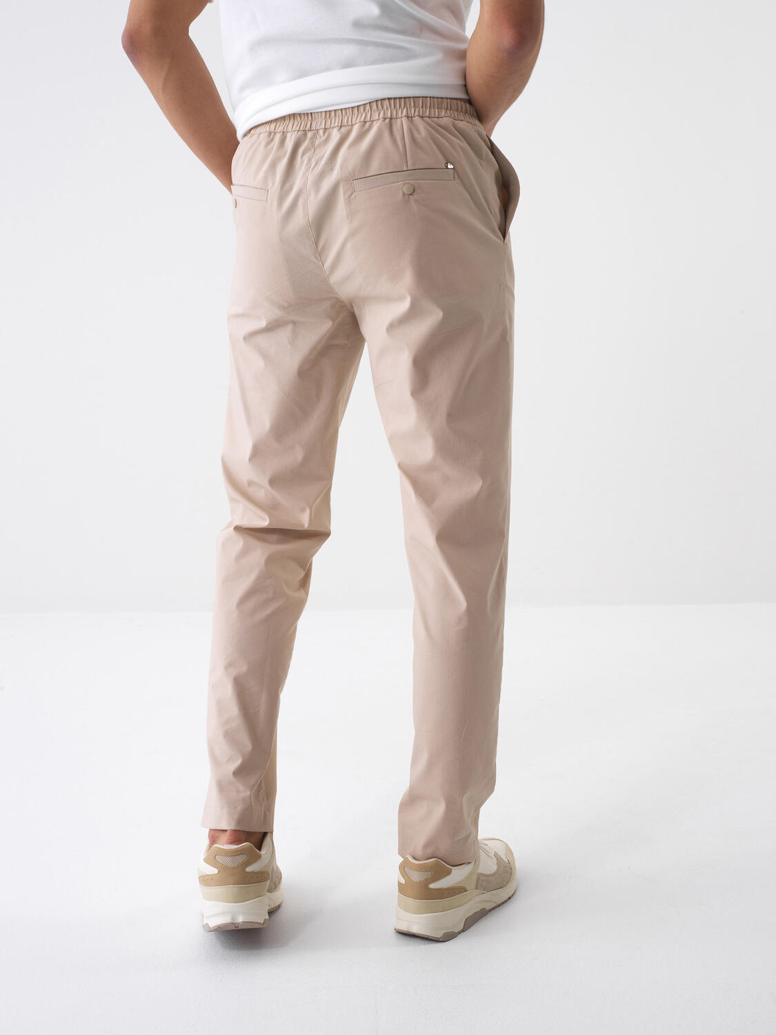 Beige Slim Fit Cotton Jogger Trousers - 4