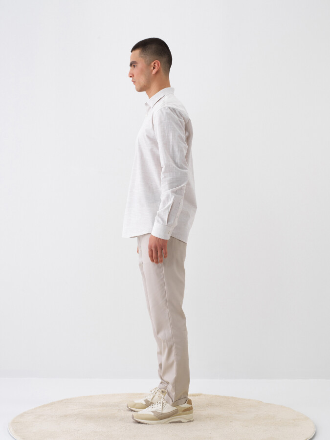 Beige Slim Fit Cotton Jogger Trousers - 3