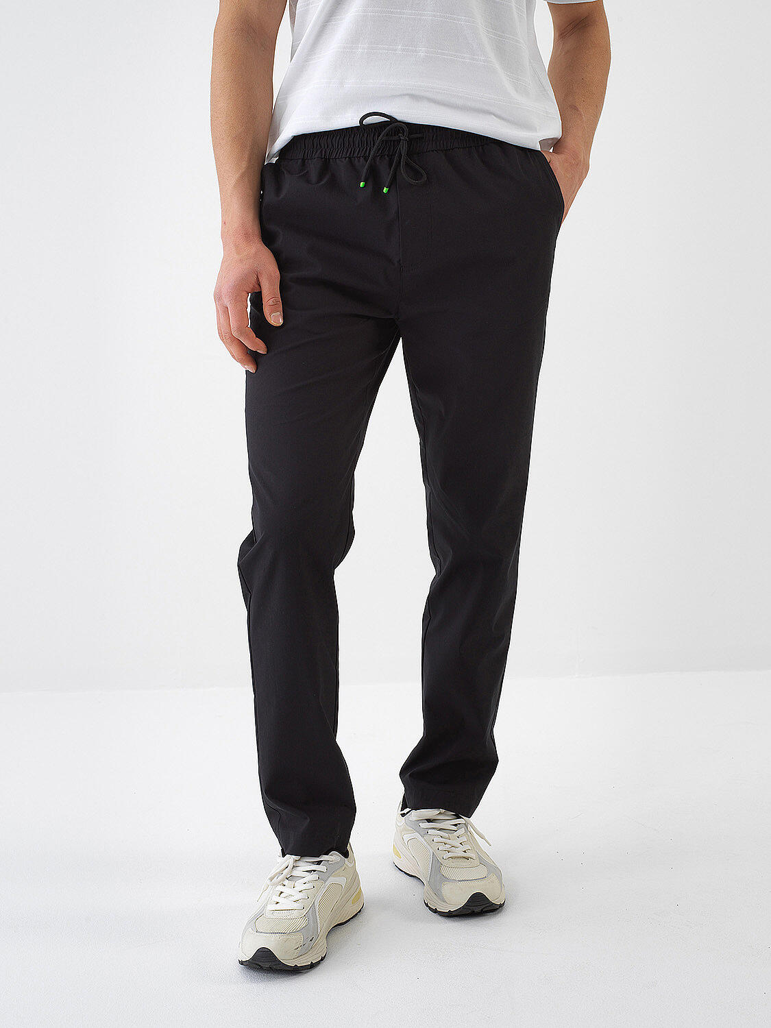 Black Slim Fit Cotton Jogger Pants - 1