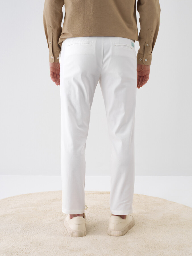 White Slim Fit Cotton Jogger Pants - 4