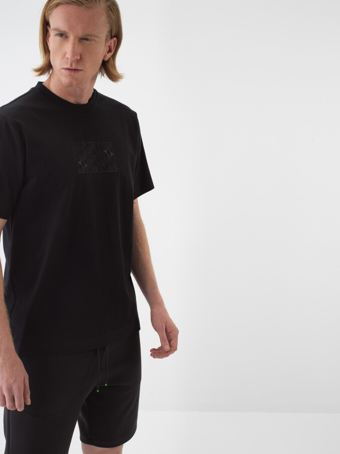 Black Regular Fit Cotton T-Shirt - 1