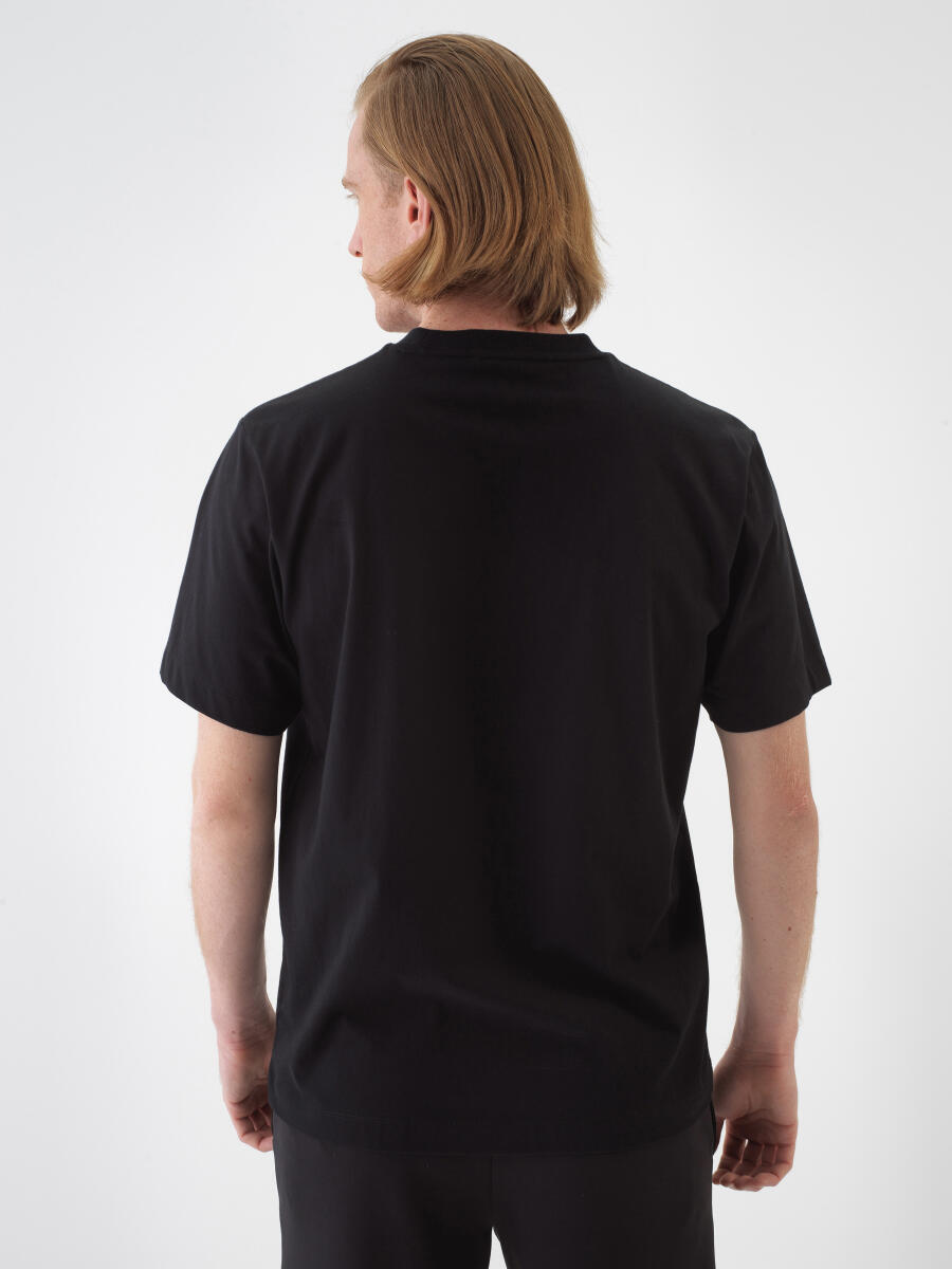 Black Regular Fit Cotton T-Shirt - 3