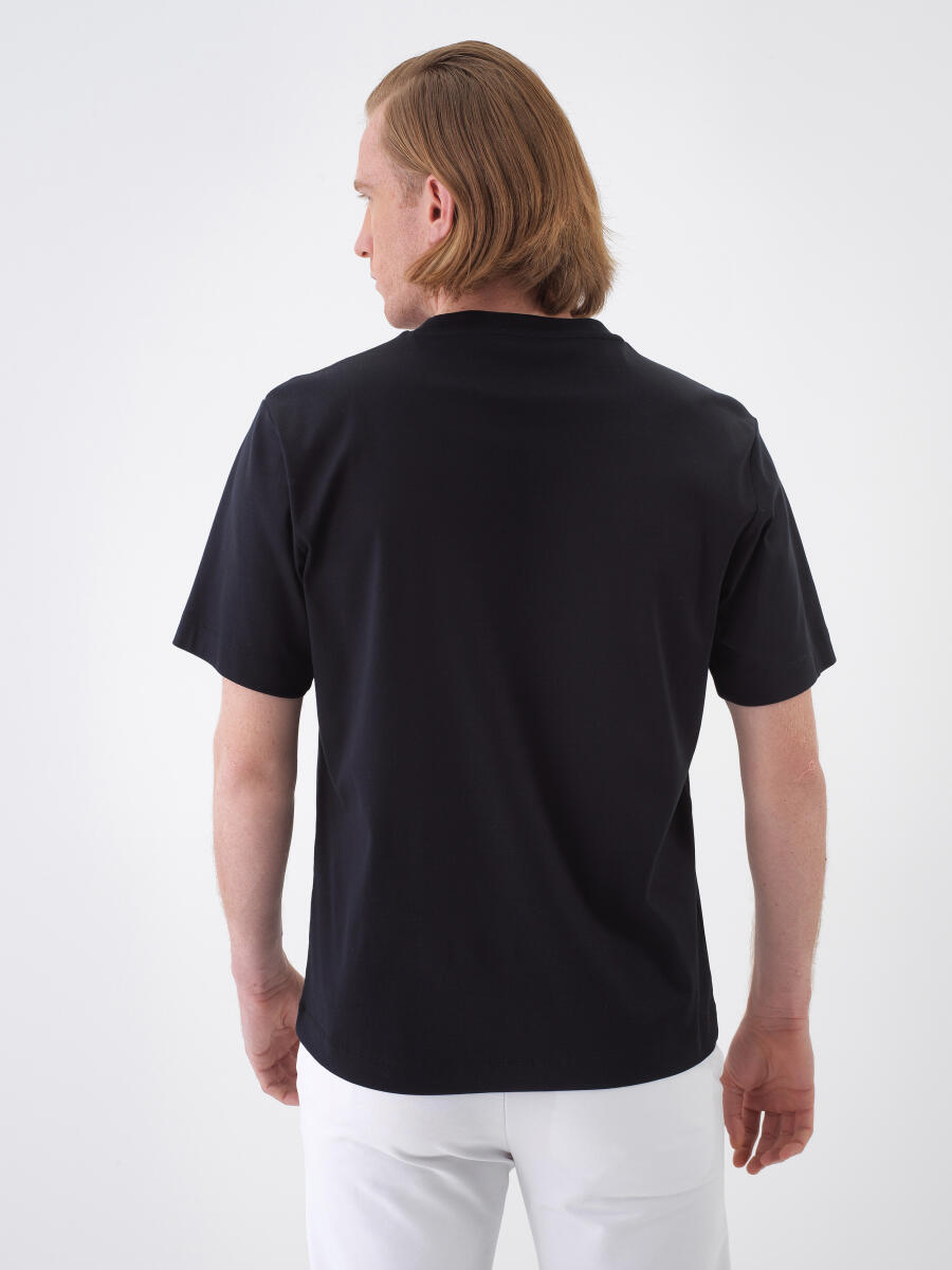 Black Regular Fit Cotton T-Shirt - 4