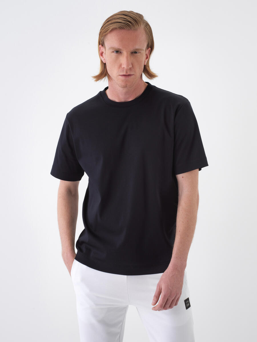 Black Regular Fit Cotton T-Shirt - 1
