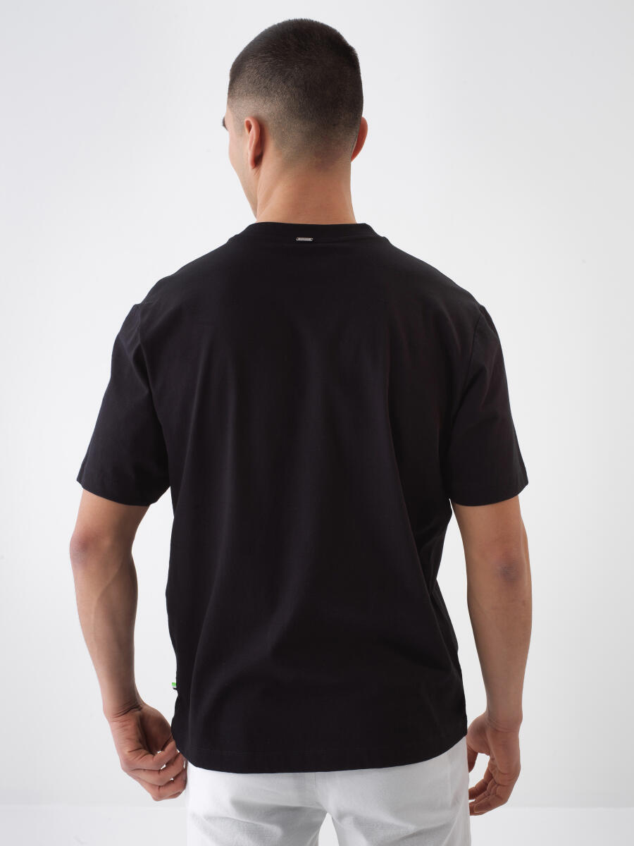 Black Regular Fit Cotton T-Shirt - 4