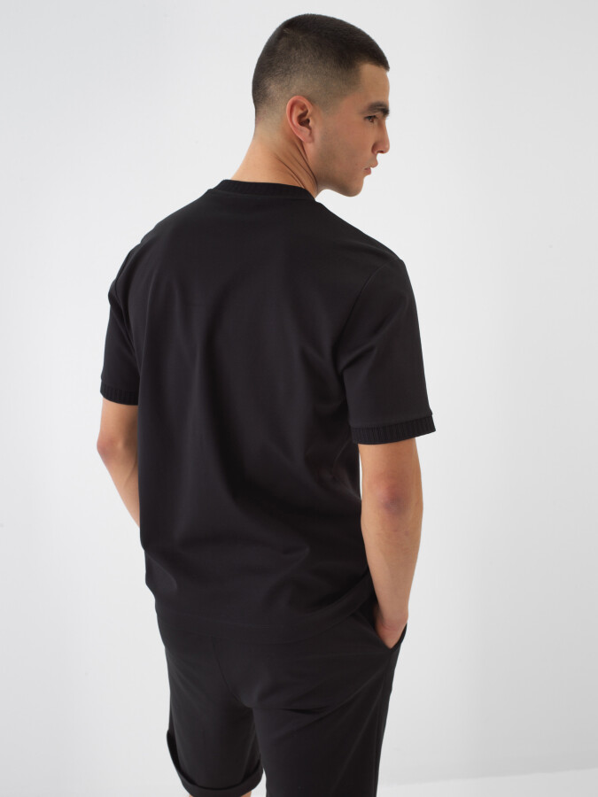 Black Regular Fit Cotton T-Shirt - 4