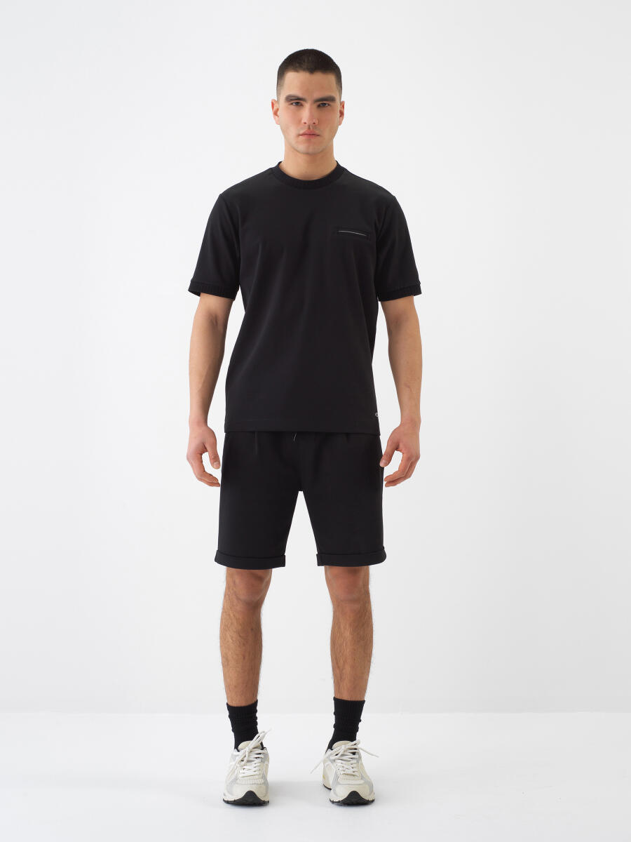 Black Regular Fit Cotton T-Shirt - 2