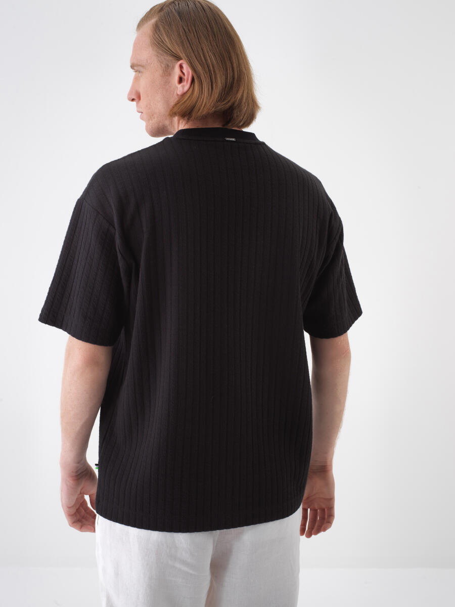 Black Regular Fit Cotton T-Shirt - 5