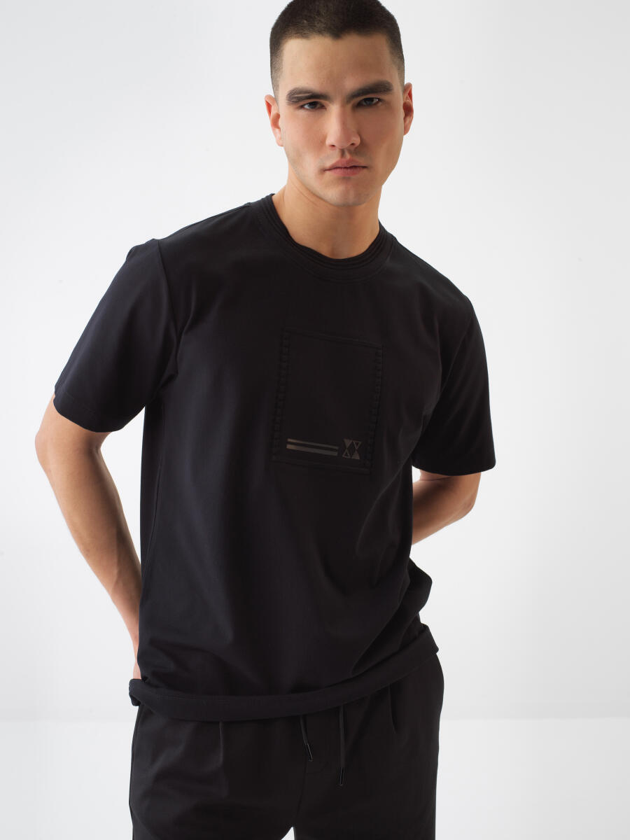 Black Regular Fit Cotton T-Shirt - 1