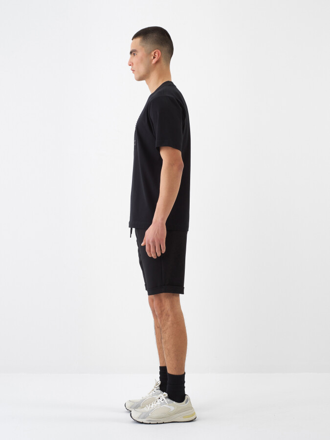 Black Regular Fit Cotton T-Shirt - 3