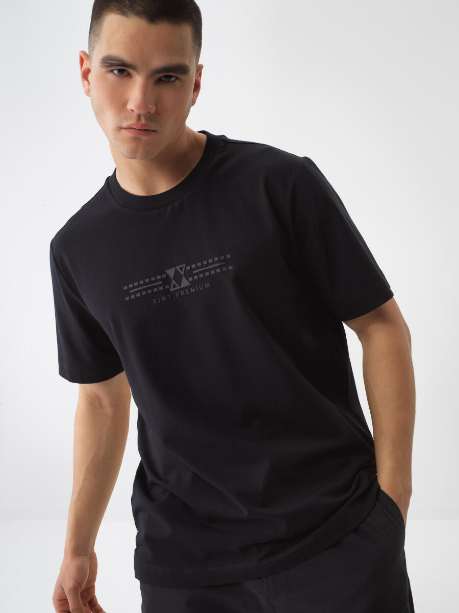 Black Regular Fit Cotton T-Shirt - 1