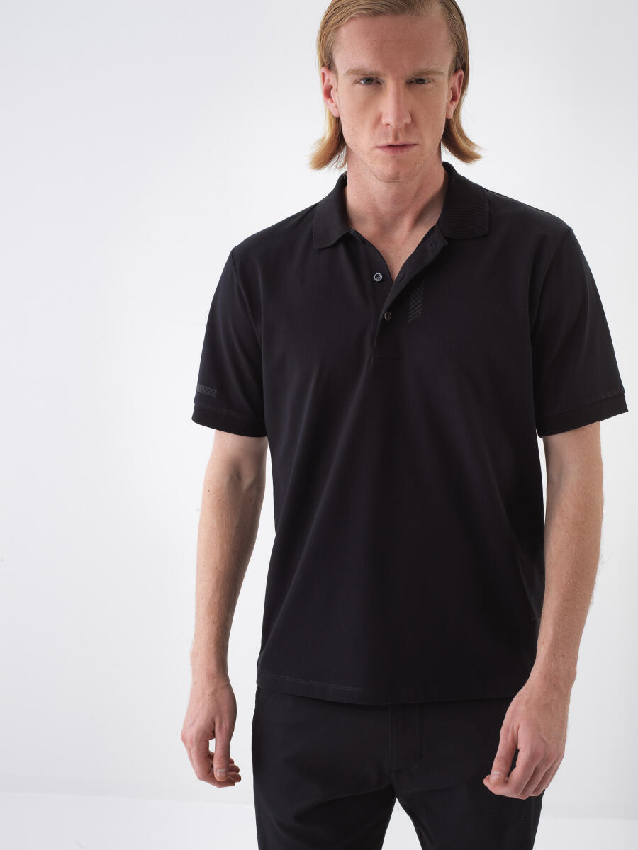 Black Regular Fit Cotton T-Shirt - 1