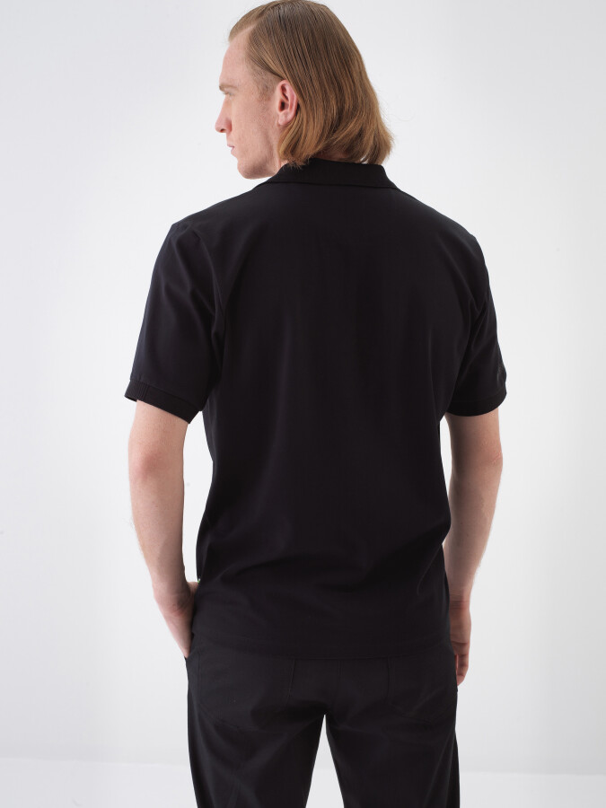 Black Regular Fit Cotton T-Shirt - 4