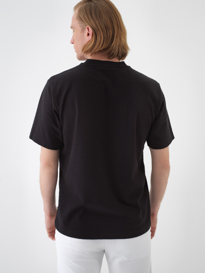 Black Regular Fit Cotton T-Shirt - 4