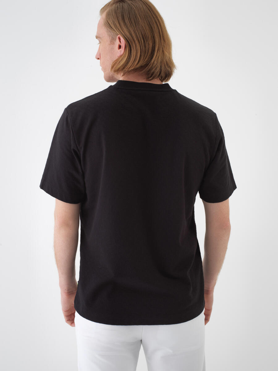 Black Regular Fit Cotton T-Shirt - 4